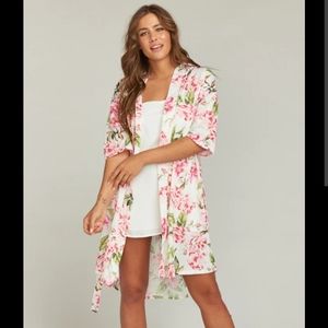 Show Me Your Mumu One Size White Pink Floral Bloom Robe Bridal